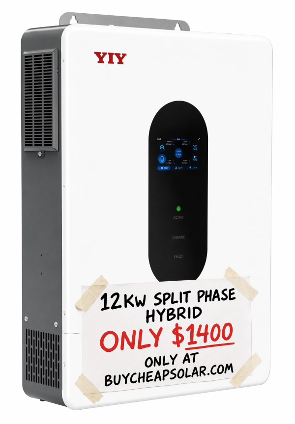 12kw YIY hybrid split phase solar inverter 120/240 stackable MPPT